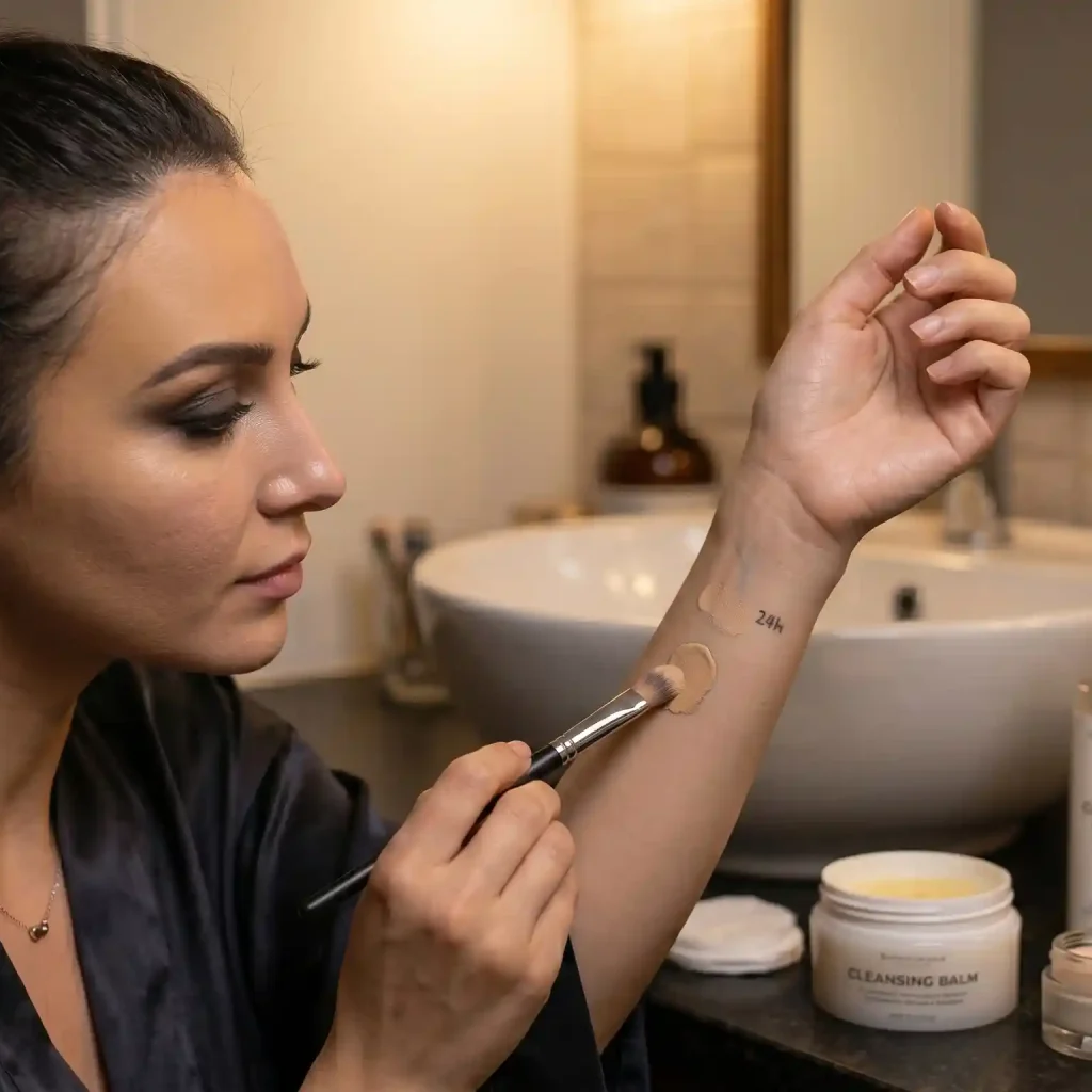how to do a patch test for new makeup on inner arm
