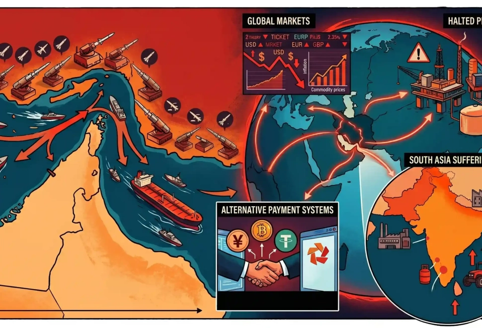 See how Iran closing the Strait of Hormuz in 2026 changed how we trade energy worldwide, added yuan and crypto tolls, put pressure on the US dollar's hold, and left South Asia short on energy and food, facing serious security issues as a result.